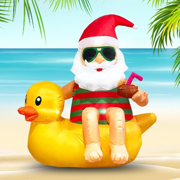 🆕4.5FT Christmas Inflatables Cute Blow Up Duck Santa Claus Outdoor Decorations - Picture 4 of 10